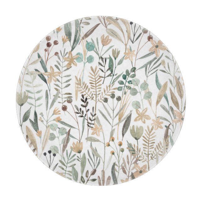 Wildblumen auf der Weide: Aquarellenkarm. Schneidebrett (Vorderseite)