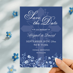 Wildblumen auf Französisch Blau Hochzeit Termin me Save The Date