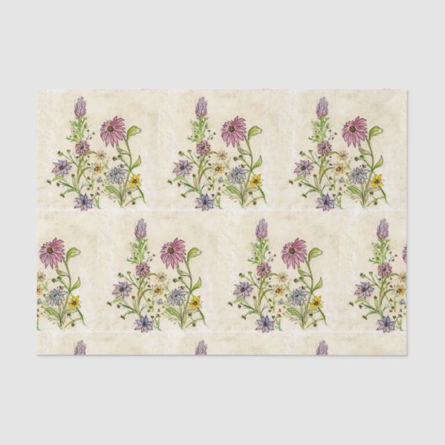 Wildblumen auf Gewebepapier Seidenpapier (Vorderseite)