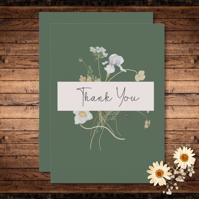 Wildblumen auf Sage Wedding Dankeskarte (Wildflowers on Sage Wedding Thank You Card)