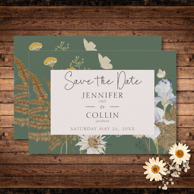 Wildblumen auf Sage Wedding Save The Date (Wildflowers on Sage Wedding Save The Date)