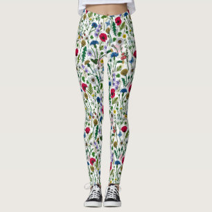 Wildblumen auf schwarzen Leggings