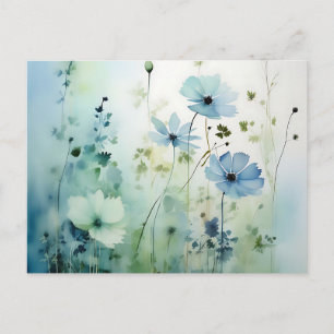 Wildblumen auf weichem, blauem Wasser Postkarte