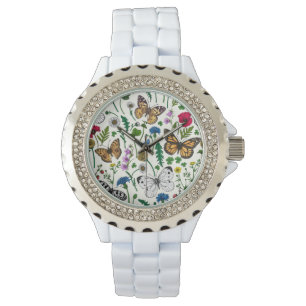 Wildblumen auf weißer Uhr