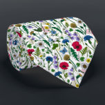 Wildblumen auf weißlich krawatte<br><div class="desc">Handgemalte Sammlung von verschiedenen wilden Blume.</div>