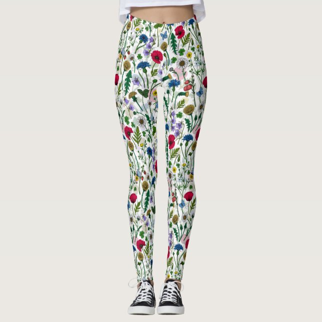 Wildblumen auf weißlich leggings (Vorderseite)