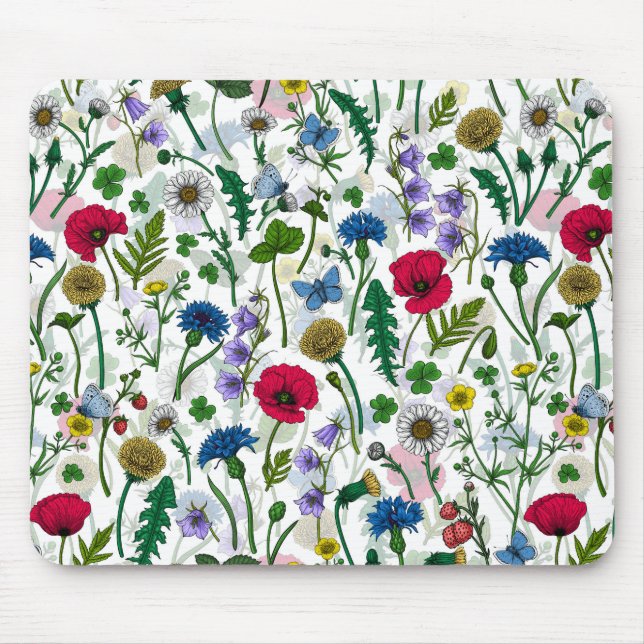 Wildblumen auf weißlich mousepad (Vorne)
