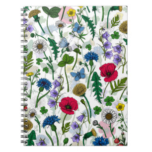 Wildblumen auf weißlich notizblock