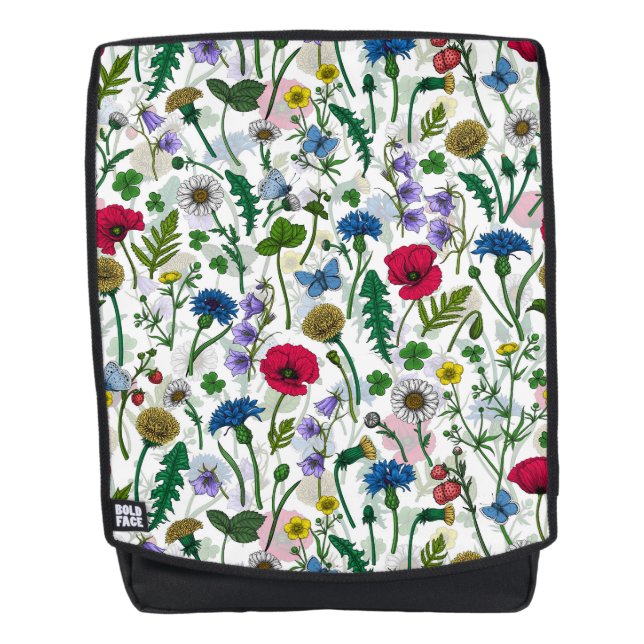 Wildblumen auf weißlich rucksack (Vorderseite)