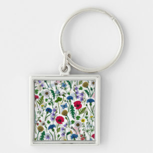 Wildblumen auf weißlich schlüsselanhänger