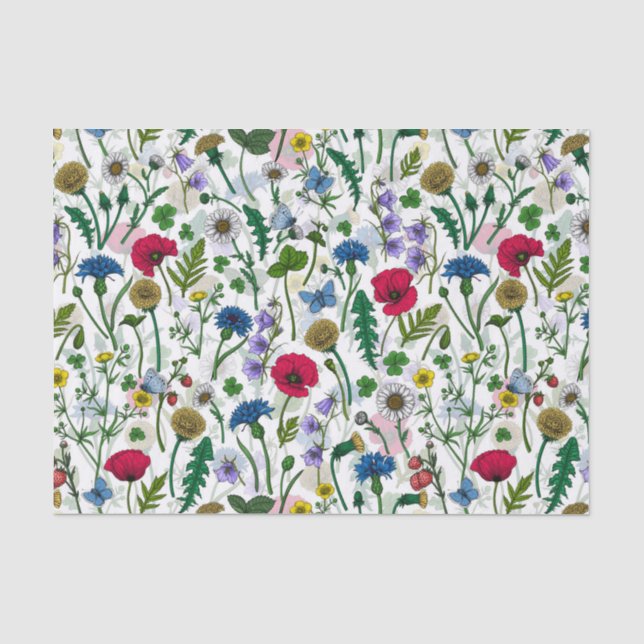 Wildblumen auf weißlich seidenpapier (Vorderseite)