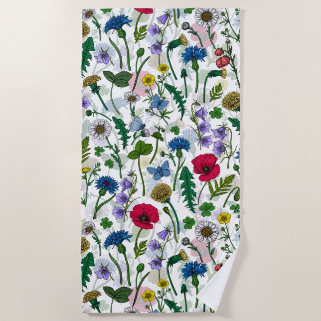 Wildblumen auf weißlich strandtuch (Vorderseite)