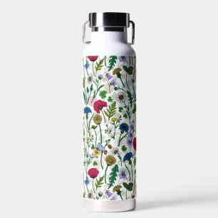 Wildblumen auf weißlich trinkflasche