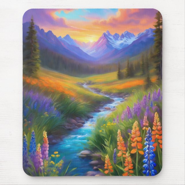 Wildblumen aus dem Gebirgszug des Himmels Mousepad (Vorne)