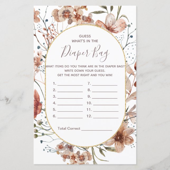 Wildblumen aus dem Herbst raten, was in der Windel (Vorderseite)