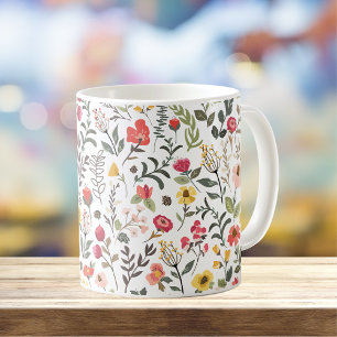 Wildblumen aus Wäldern mit Thickhütten, Blumenmust Kaffeetasse