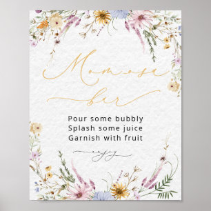 Wildblumen Baby Dusche Mama-osa Bar Poster