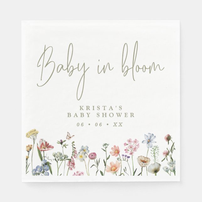 Wildblumen Baby im Blümchen-Kinderdusche Serviette (Vorderseite)