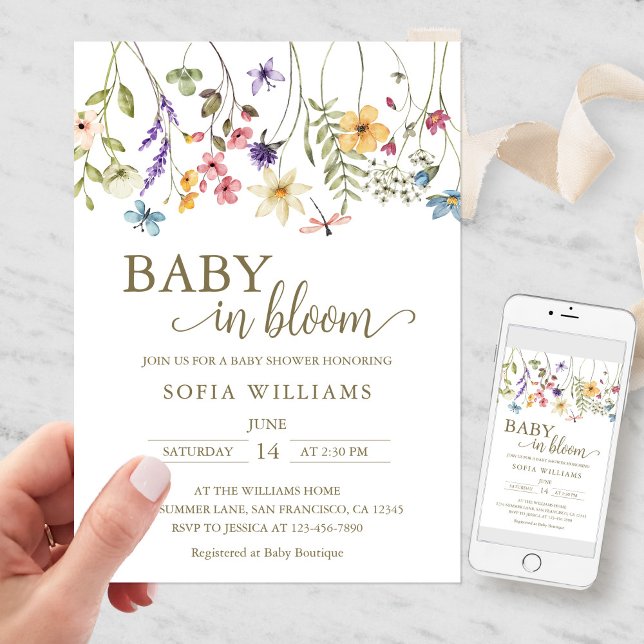 Wildblumen Baby in Bloom Baby Dusche Einladung (Wildflowers Baby in Bloom Baby Shower Invitation)