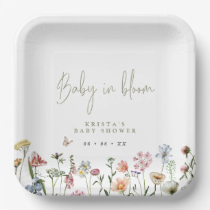 Wildblumen Baby in Bloom Baby Dusche Papier Teller