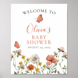 Wildblumen-Baby-in-Bloom-Baby-Shower-Willkommen Poster