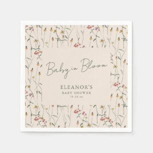 Wildblumen-Baby-in-Bloom-Boho-Florales Babyshower Serviette