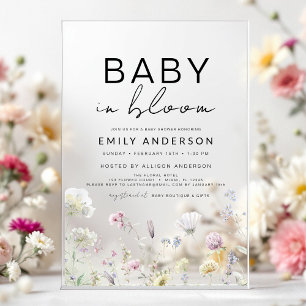 Wildblumen-Baby in Blüte Baby Shower Boho Garten Acryleinladungen