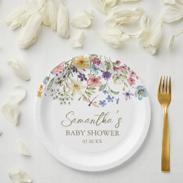 Wildblumen-Baby in Blüte Baby Shower Pappteller
