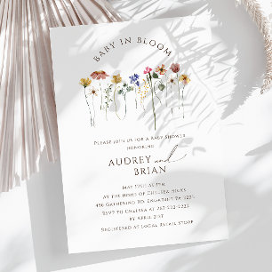 Wildblumen-Baby-in-Blüte-Paarbaby-Party-Einladung Einladung
