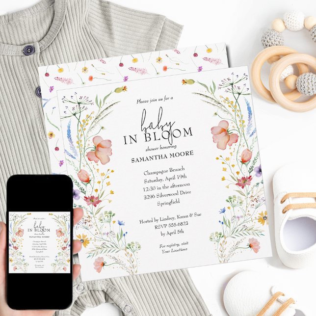 Wildblumen Baby in Blütendusche Einladung (Von Creator hochgeladen)