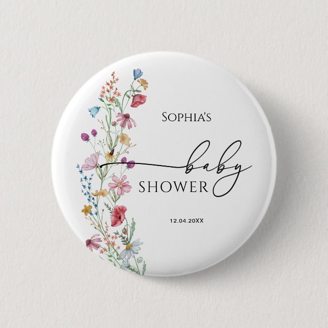 Wildblumen-Baby-Party Button (Vorderseite)