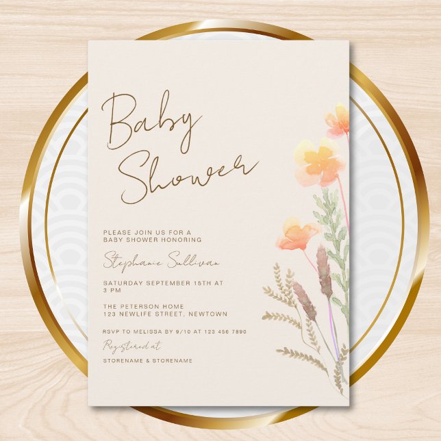 Wildblumen-Baby-Party Einladung (Von Creator hochgeladen)
