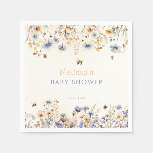 Wildblumen-Baby-Party Frühling Serviette (Vorderseite)