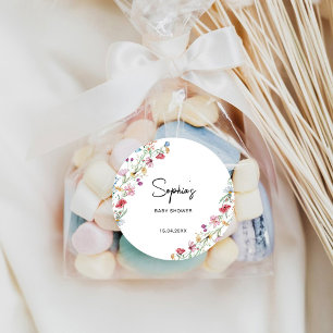 Wildblumen-Baby-Party Runder Aufkleber