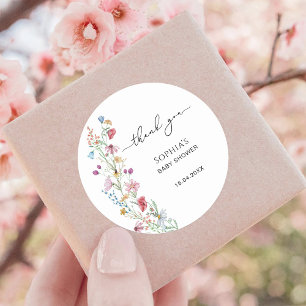 Wildblumen Baby Shower Danke Runder Aufkleber