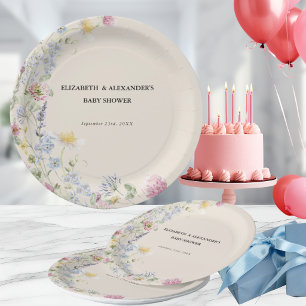 Wildblumen-Baby-Shower für Paare Pappteller