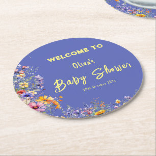 Wildblumen-Baby-Shower-Papieruntersetzer Runder Pappuntersetzer