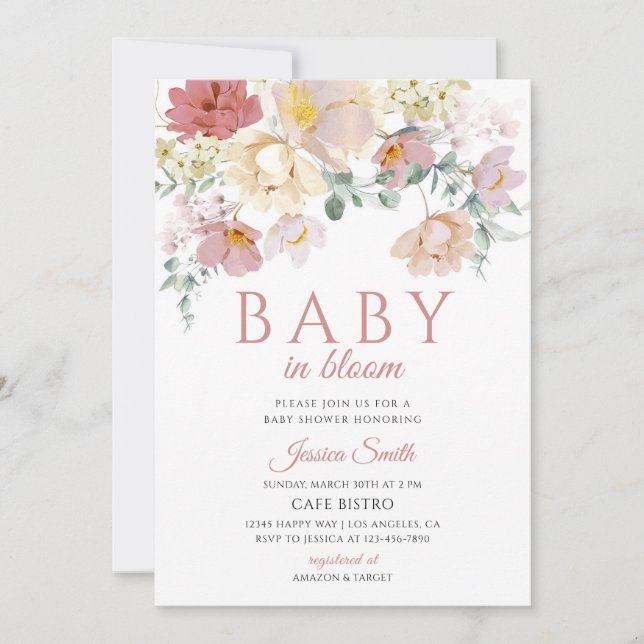 Wildblumen-Baby-Shower-Set Einladung (Vorderseite)