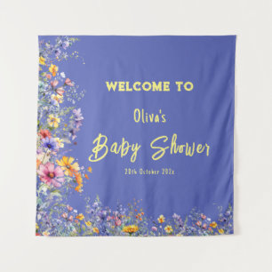 Wildblumen-Baby-Shower-Tapete Wandteppich
