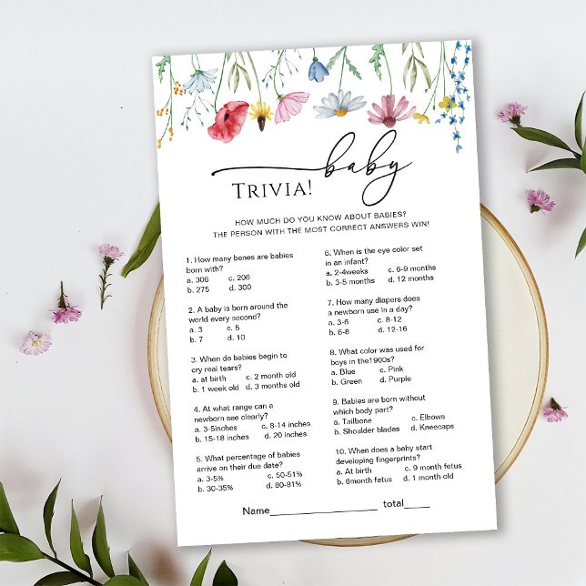 Wildblumen Baby Shower Trivia Game (Von Creator hochgeladen)