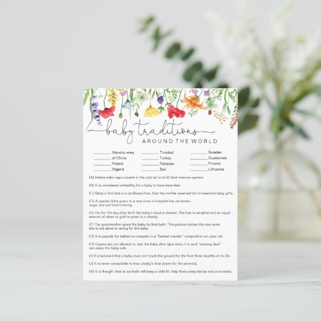 Wildblumen Baby Traditionen rund um das World Game (Stehend Vorderseite)