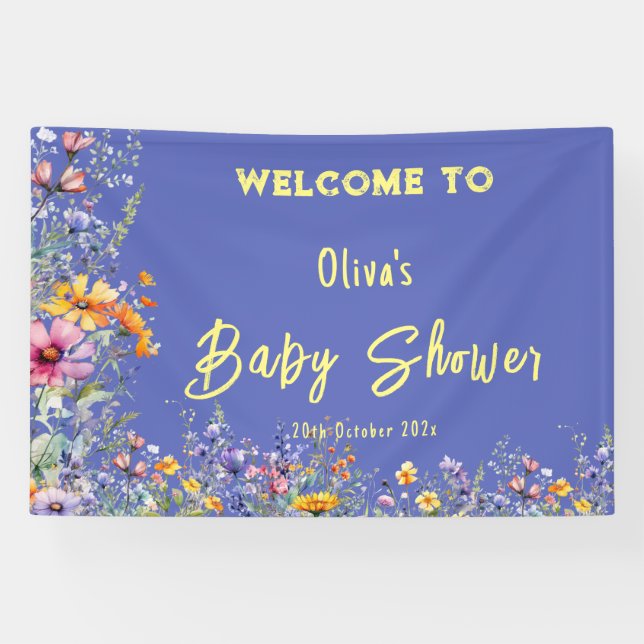 Wildblumen Babyduschbanner Banner (Horizontal)