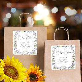 Wildblumen Babydusche Boho Blume bevorzugen Quadratischer Aufkleber