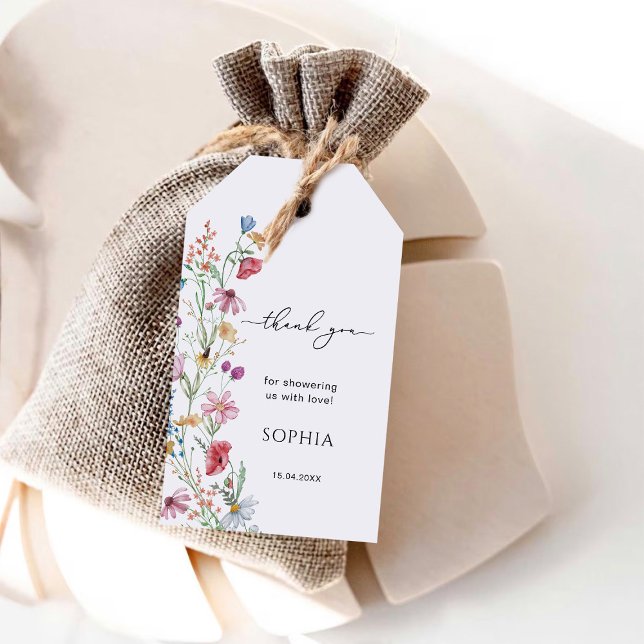 Wildblumen Babydusche Danke Geschenkanhänger (Von Creator hochgeladen)