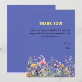 Wildblumen Babydusche Danke Karte