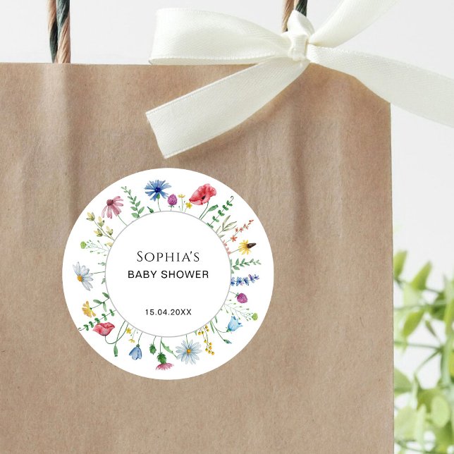 Wildblumen Babydusche Runder Aufkleber (Von Creator hochgeladen)