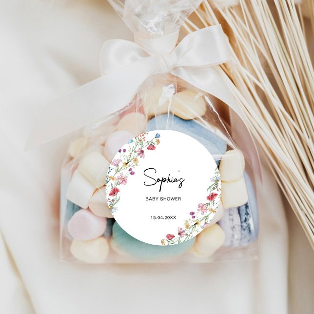 Wildblumen Babydusche Runder Aufkleber (Von Creator hochgeladen)