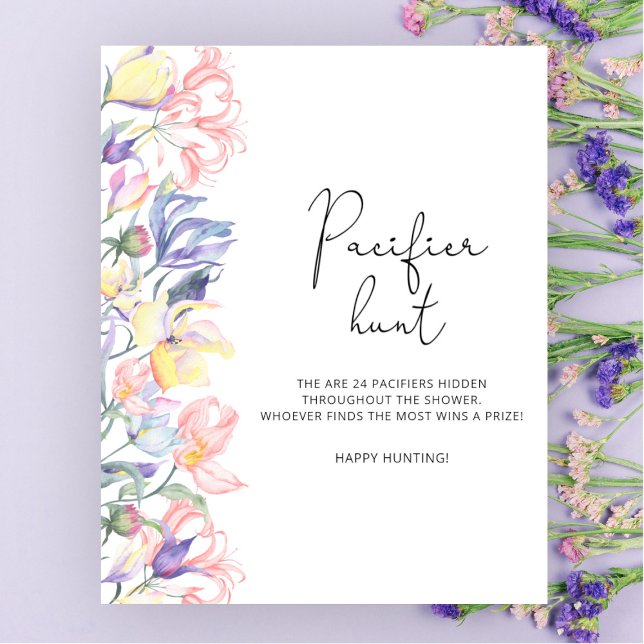 Wildblumen Babydusche Schnuller Jagd Spiel Poster (Von Creator hochgeladen)