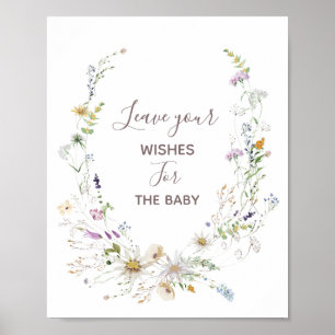 Wildblumen Babydusche Wünsche für Babysignatur Poster