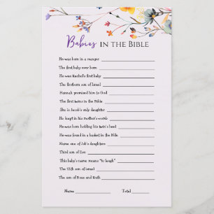 Wildblumen Babys im Bible Baby Shower Game